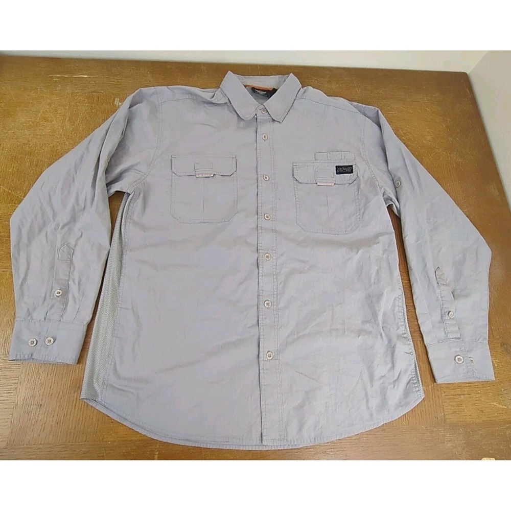 Mens‎ Harley Davidson Long Sleeve Gray Button Down Shirt Size XL w/ Side Vents